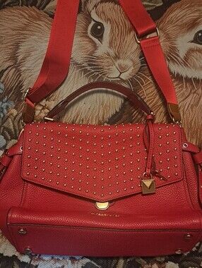 MICHAEL Michael Kors Red Studded Top-Handle Shoulder Bag